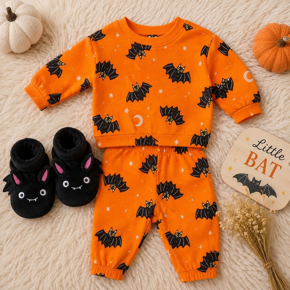 Old Navy Baby NWT‎ 3-6M 2 pc Bat Sweatshirt Jogger & Bootie Set Spooky Halloween